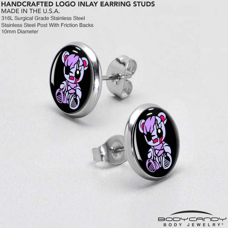 Attitude Teddy Bear Stud Earrings by Onyx O