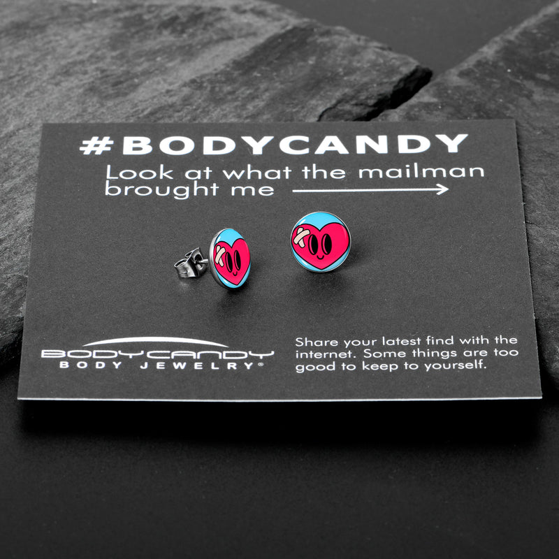 Heartbreak Bandaged Heart Stud Earrings by Onyx O