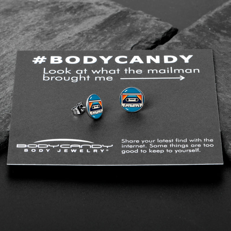 Retro Cassette Tape Stud Earrings by Onyx O