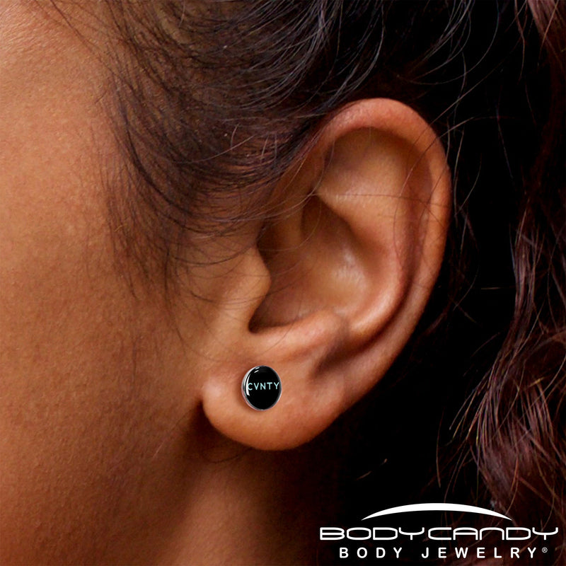Phrase Logo CVNTY Stud Earrings by Onyx O