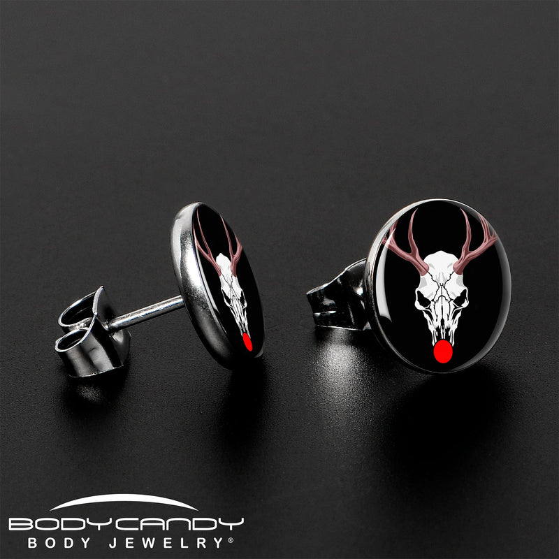 Holiday Dead Nosed Reindeer Stud Earrings by Onyx O