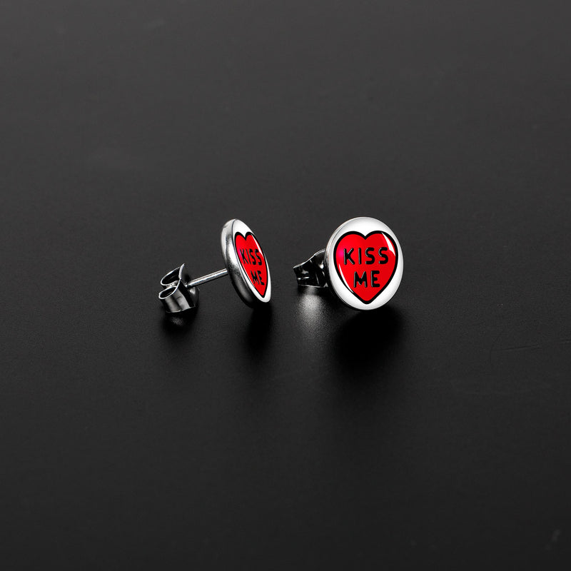 Kiss Me Candy Heart Stud Earrings by Onyx O