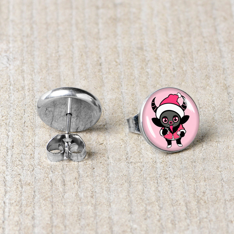 Krampus Cutie Christmas Holiday Stud Earrings by Onyx O