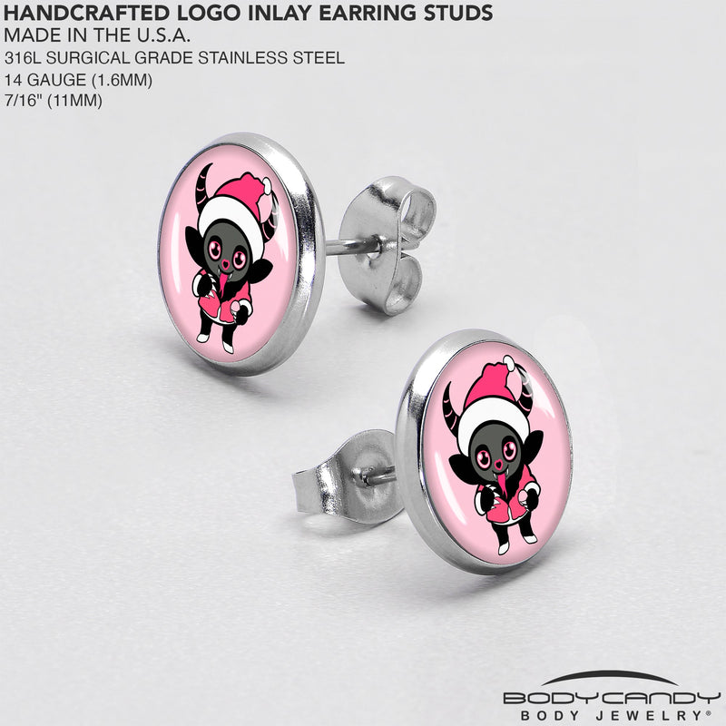 Krampus Cutie Christmas Holiday Stud Earrings by Onyx O