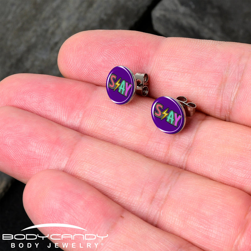 Colorful Lighting SLAY Stud Earrings by Onyx O
