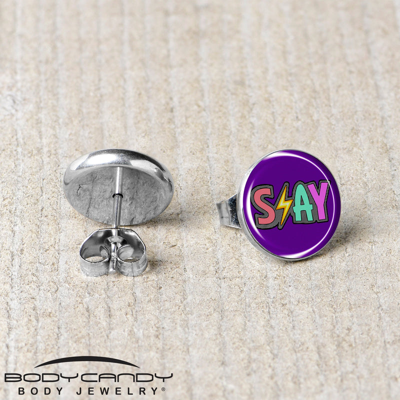 Colorful Lighting SLAY Stud Earrings by Onyx O