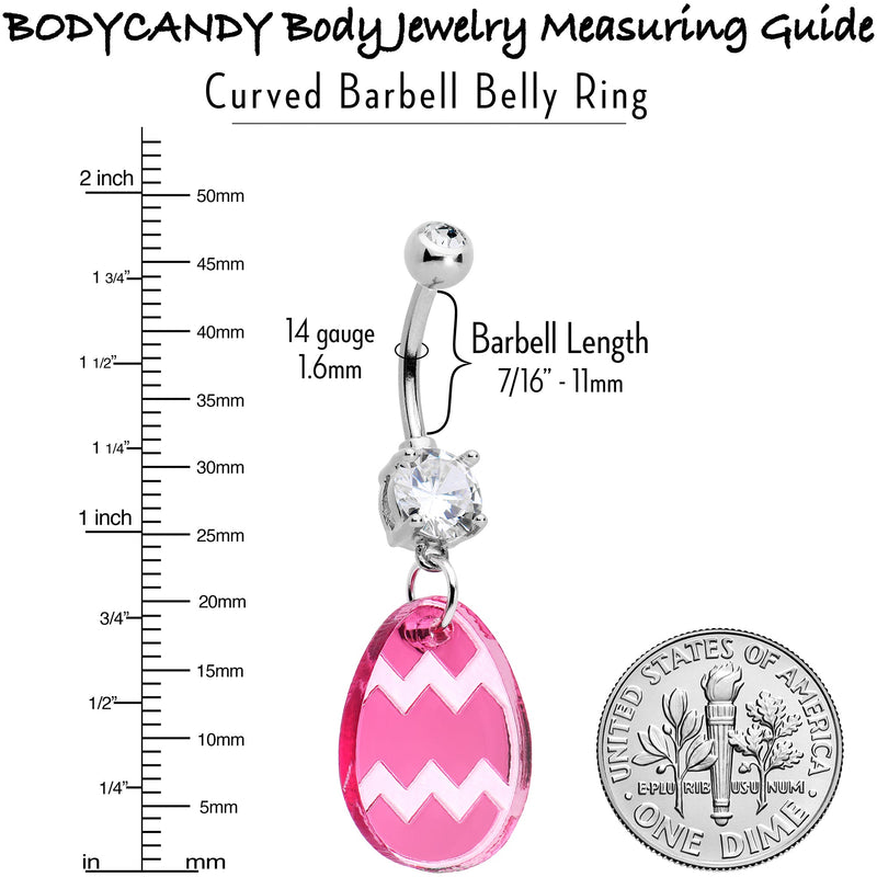 Clear Gem Pink Easter Decorated Egg Dangle Belly Ring