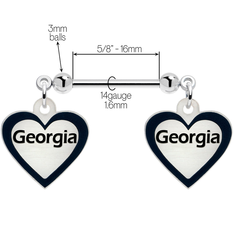 Custom Heart Glow in the Dark Double Personalized Name Dangle Nipple Ring Set