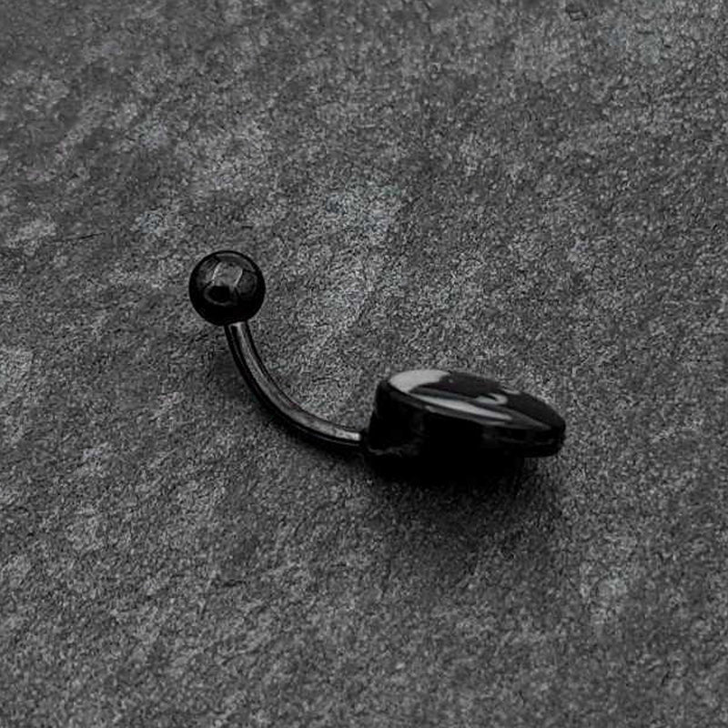 Black Glow in the Dark Peeking Black Cat Belly Ring by Onyx O