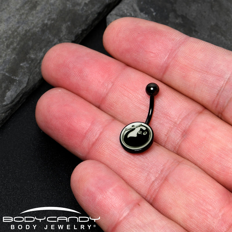 Glow in the Dark Fishbowl Kitty Cat Belly Ring by Onyx O