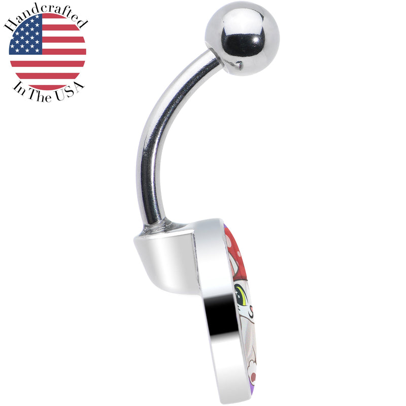 Polka Dot Mushroom Hat Cat Belly Ring by Onyx O