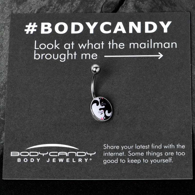 Cute Kitty Cat Yin Yang Belly Ring by Onyx O