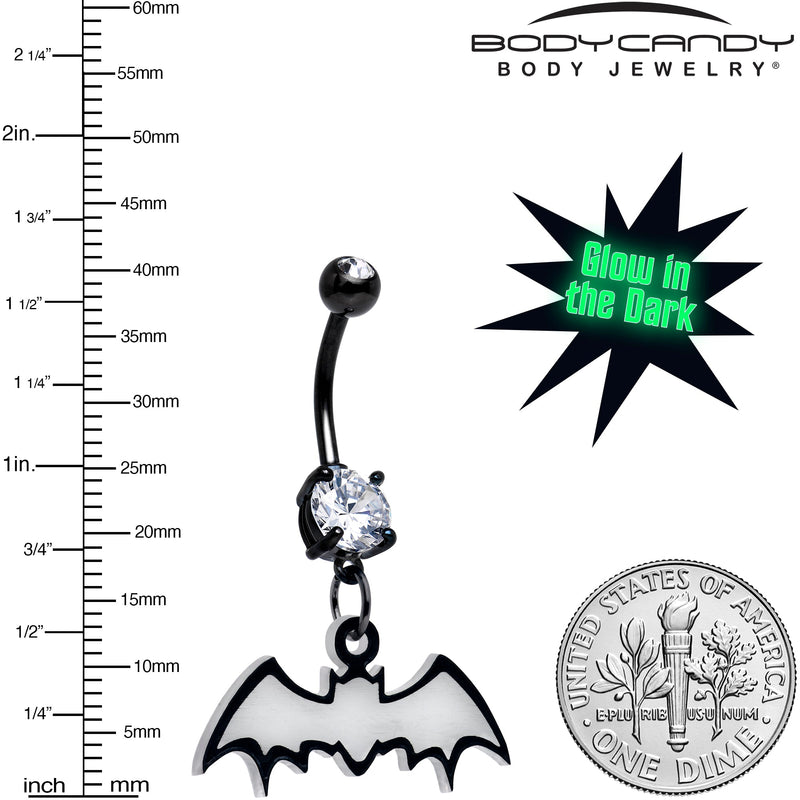 Glow in the Dark Dangle Bat Belly Ring by Onyx O