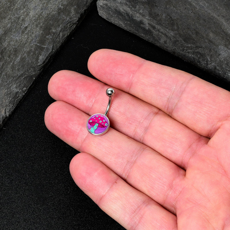 Funky Floral Mushroom Belly Ring by Onyx O