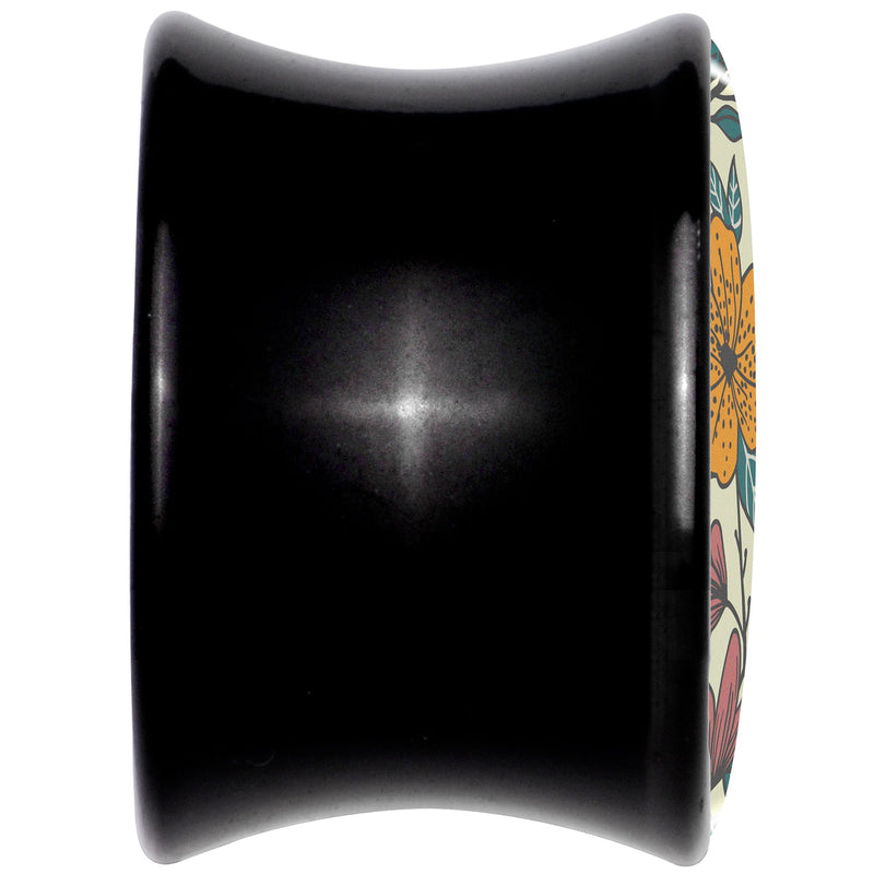 Blossom Creation Wildflower Flowers Black Acrylic Saddle Plug Set by Onyx O