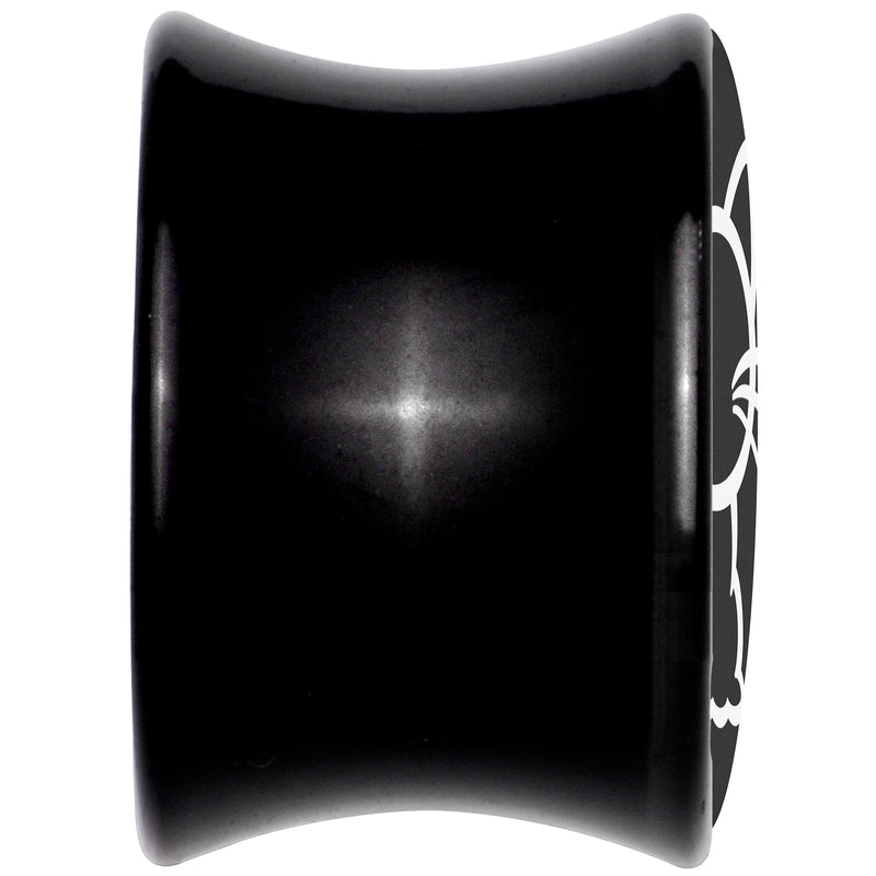 Black and White Kitty Cat Black Acrylic Saddle Plug Set 8mm to 20mm by Onyx O