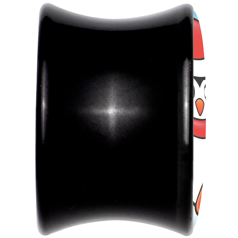 Black Acrylic Snowfall Holiday Penguin Double Flare Plug Set by Onyx O