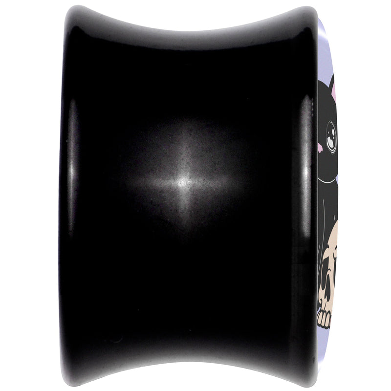 0G Skull Cat Black Acrylic Saddle Plug Set by Onyx O