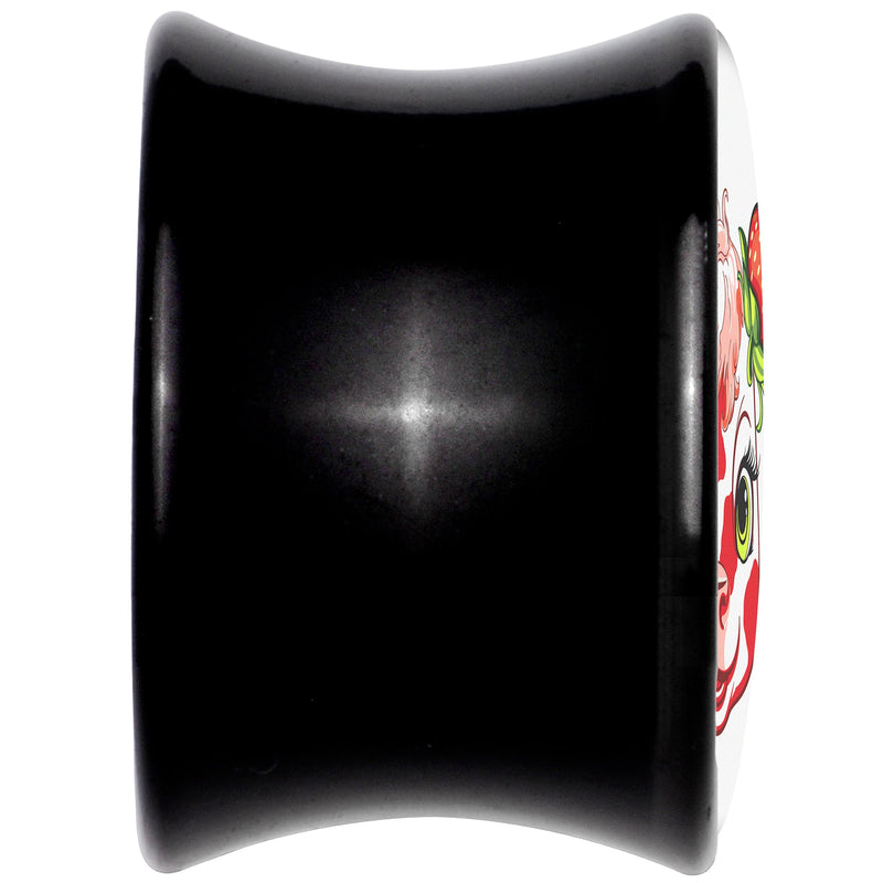 Stawberry Cow Black Acrylic Saddle Plug Set 8mm to 20mm by Onyx O