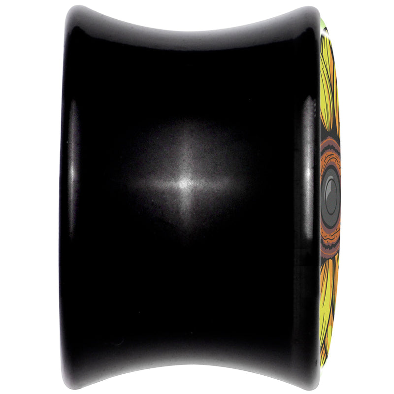 Blossom Creation Yellow Sunflower Black Acrylic Saddle Plug Set by Onyx O