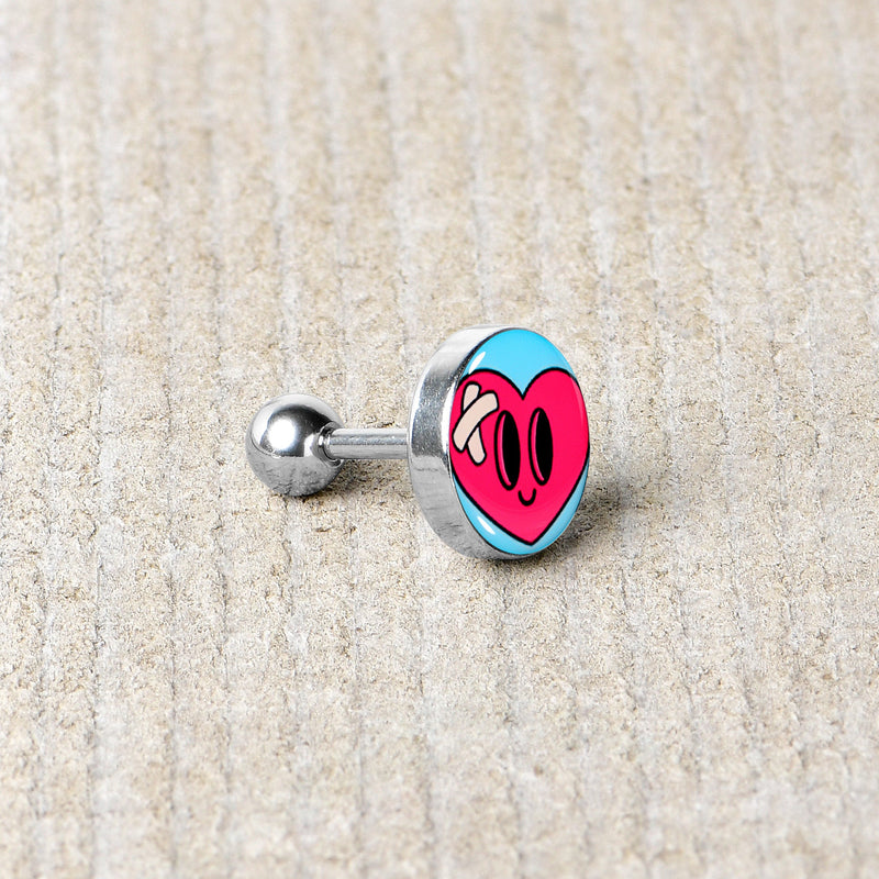 16G 1/4 Heartbreak Bandaged Heart Cartilage Tragus Earring by Onyx O