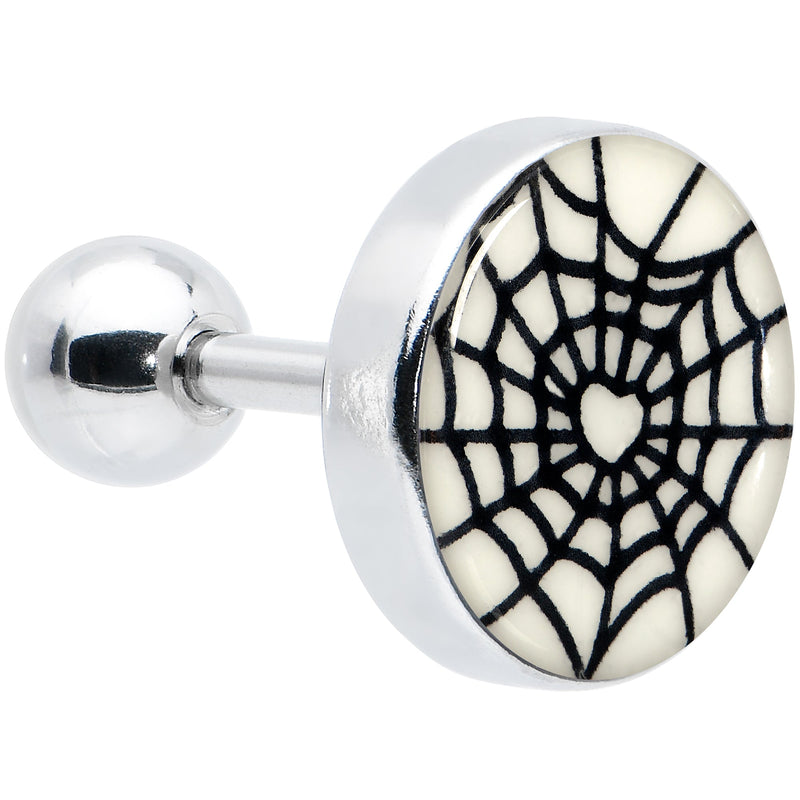 16G 1/4 Glow in the Dark Heart Spider Web Cartilage Tragus Earring