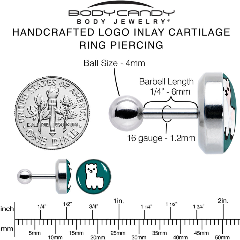 16G 1/4 White Llama Cartilage Tragus Earring by Onyx O