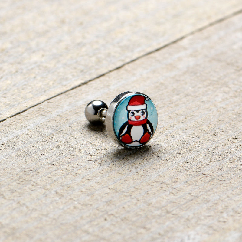 16G 1/4 Snowfall Holiday Penguin Tragus Cartilage Earring by Onyx O