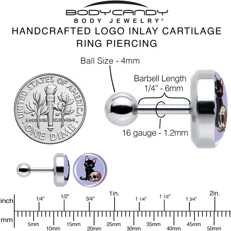 16G 1/4 Skull Cat Tragus Cartilage Earring by Onyx O