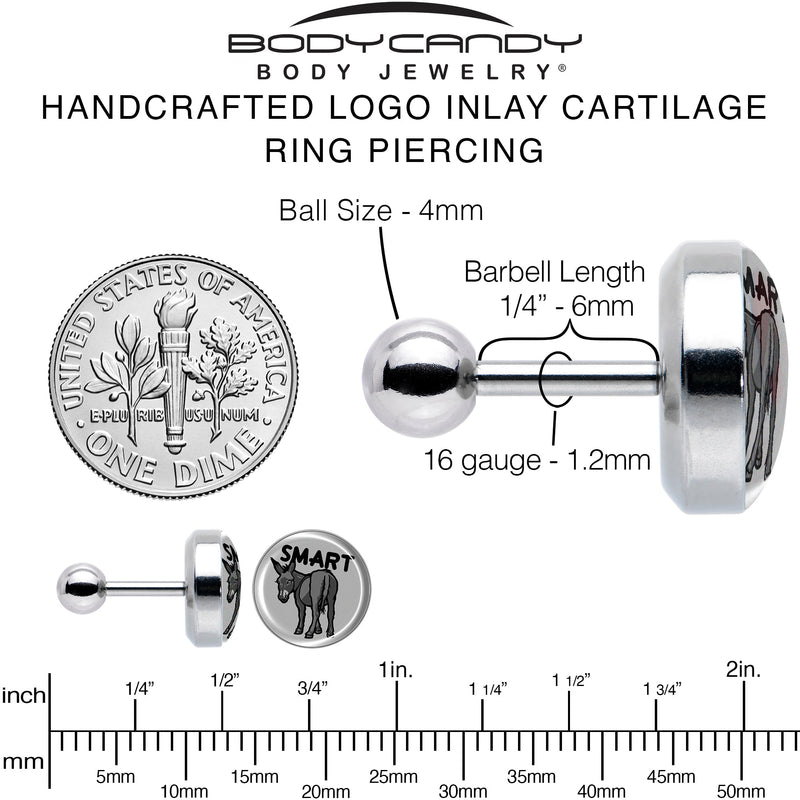 16G 1/4 Donkey Smart Ass Tragus Cartilage Earring by Onyx O