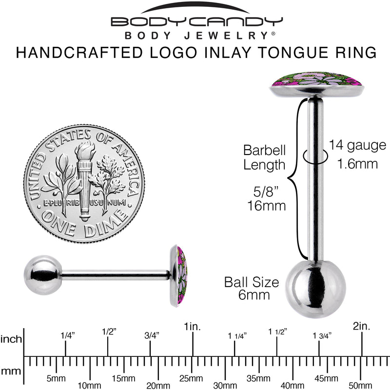 Blossom Creation Paradise of Pink Flowers Barbell Tongue Ring by Onyx O