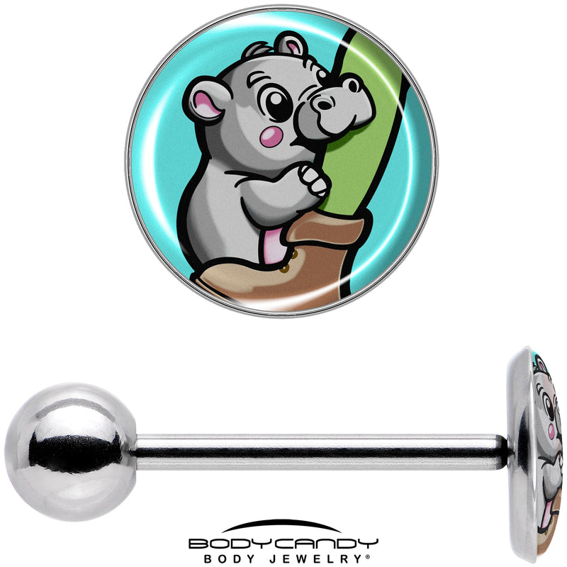 Cute Biting Baby Hippo Barbell Tongue Ring