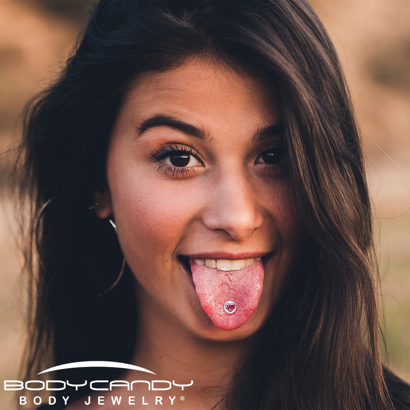 I Don't Like You Valentine Heart Barbell Tongue Ring
