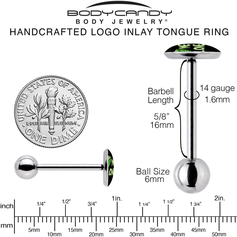 Black Green Leaf Me Alone Barbell Tongue Ring by Onyx O