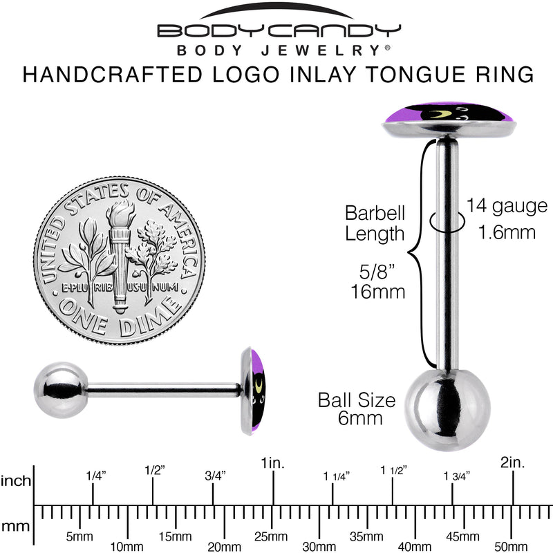 Black Mystic Kitty Cat Barbell Tongue Ring by Onyx O