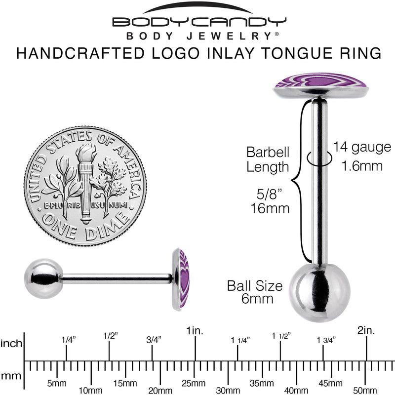 Purple Retro Heart Barbell Tongue Ring by Onyx O