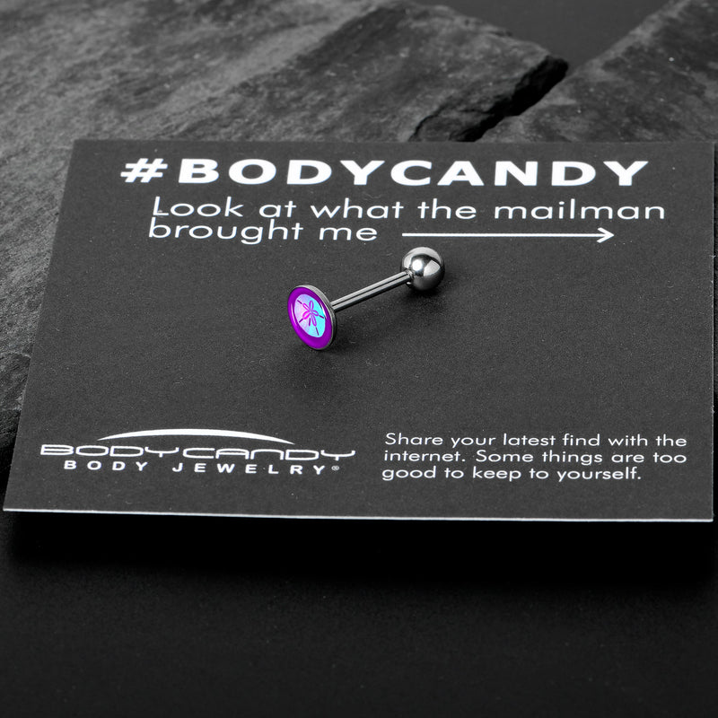Purple Nautical Sand Dollar Barbell Tongue Ring by Onyx O