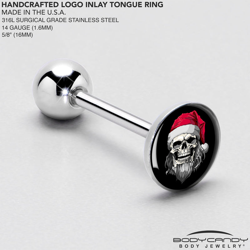 Holiday Skeleton Santa Claus Barbell Tongue Ring by Onyx O