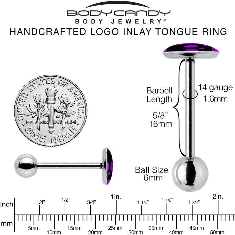 Purple Black Simple Skull Barbell Tongue Ring by Onyx O
