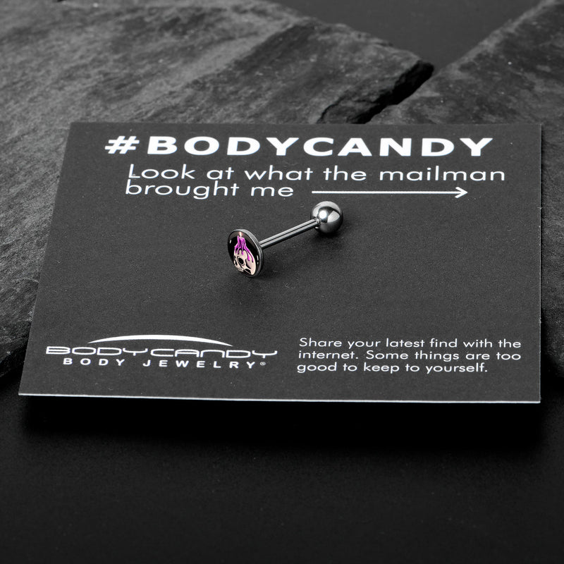 Burning Skull Candle Barbell Tongue Ring by Onyx O