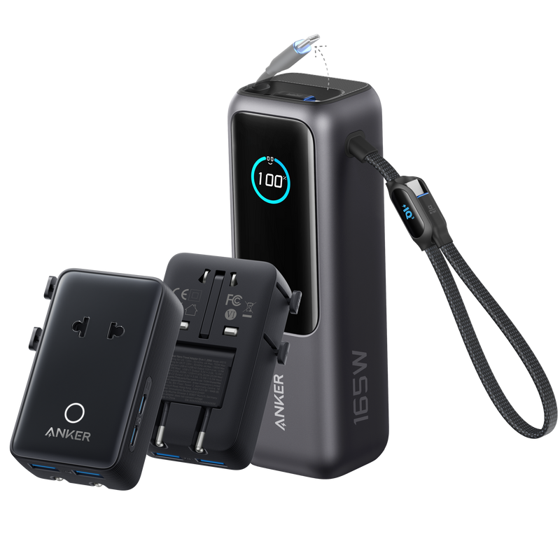 Anker Laptop Power Bank (25K, 165W, Built-In and Retractable Cables)