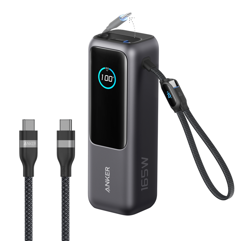 Anker Laptop Power Bank (25K, 165W, Built-In and Retractable Cables)