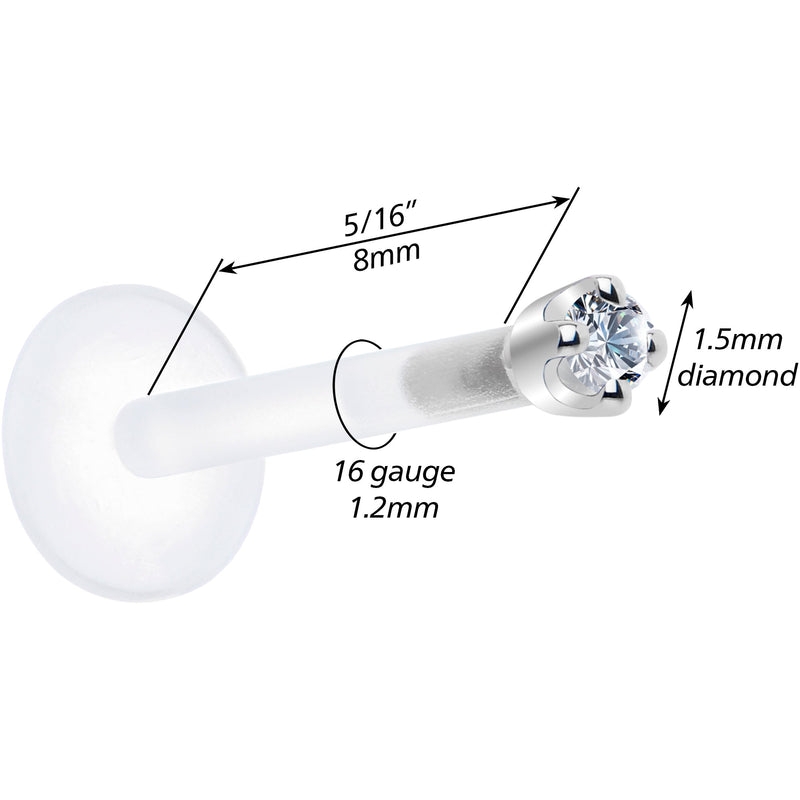Solid 14K White Gold 1.5mm Genuine Diamond Bioplast Push in Monroe