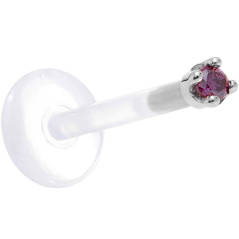 Solid 14K White Gold 1.5mm Genuine Purple Diamond Bioplast Push in Monroe
