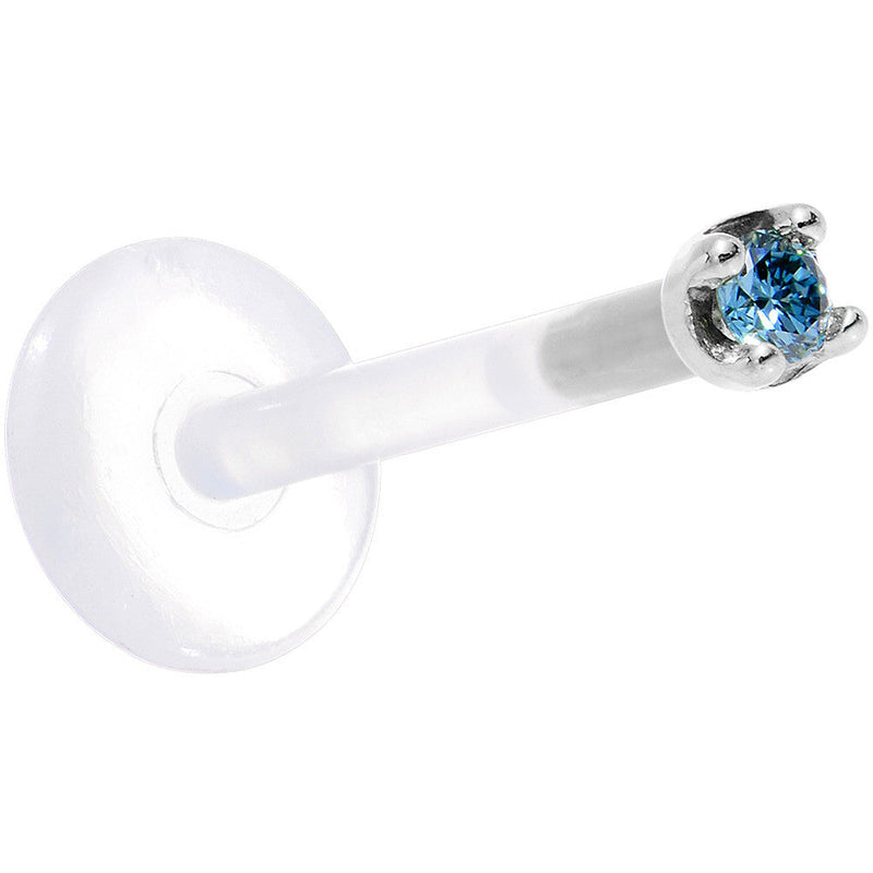 Solid 14K White Gold 1.5mm Genuine Blue Diamond Bioplast Push in Monroe