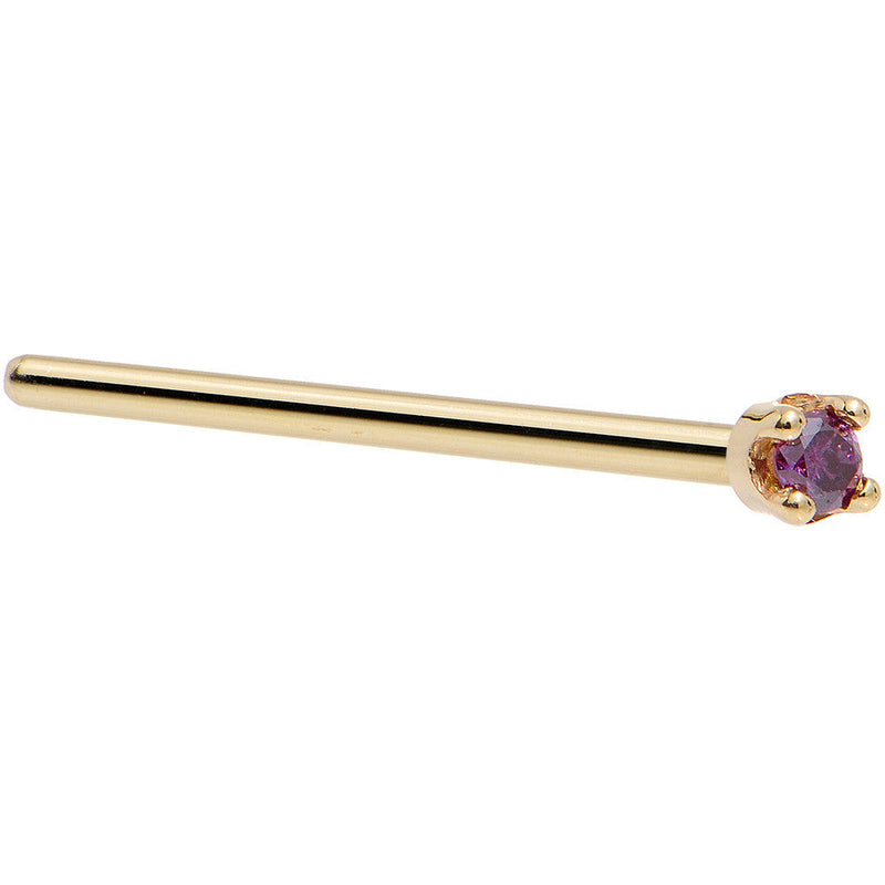 Solid 18K Yellow Gold 1.5mm Genuine Purple Diamond Nose Ring