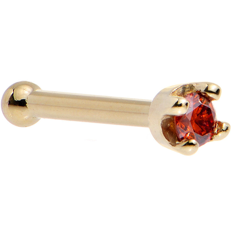 Solid 18K Yellow Gold 1.5mm Genuine Red Diamond Nose Ring