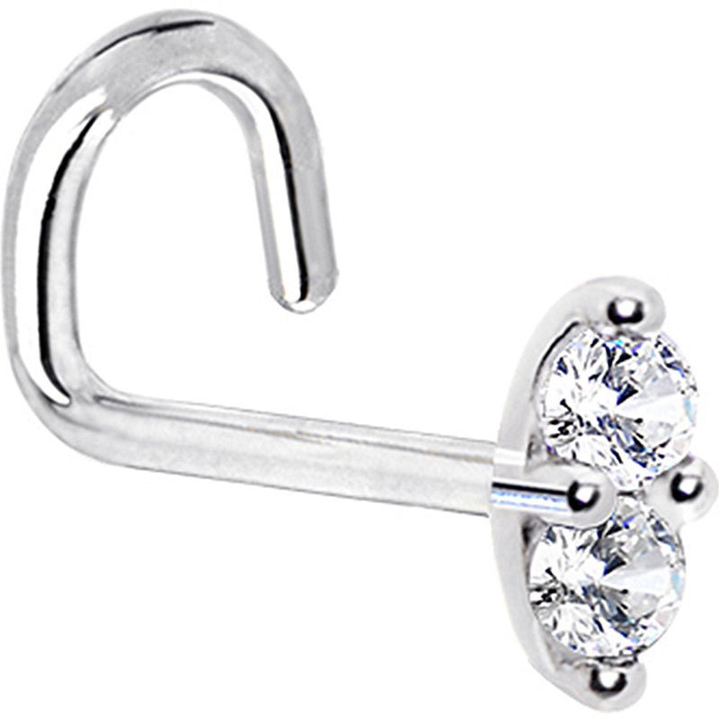 14k White Gold Clear 1.5mm CZ Marquise Nose Ring