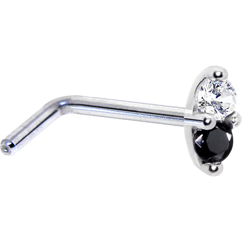 14k White Gold Black 1.5mm CZ Marquise Nose Ring