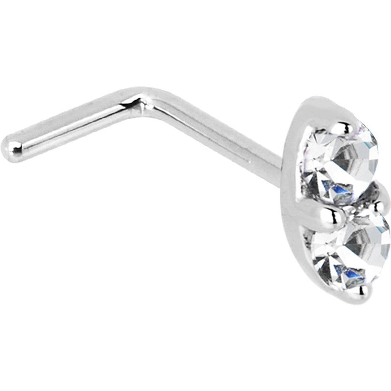 14k White Gold 1.5mm Genuine Diamond Marquise Nose Ring